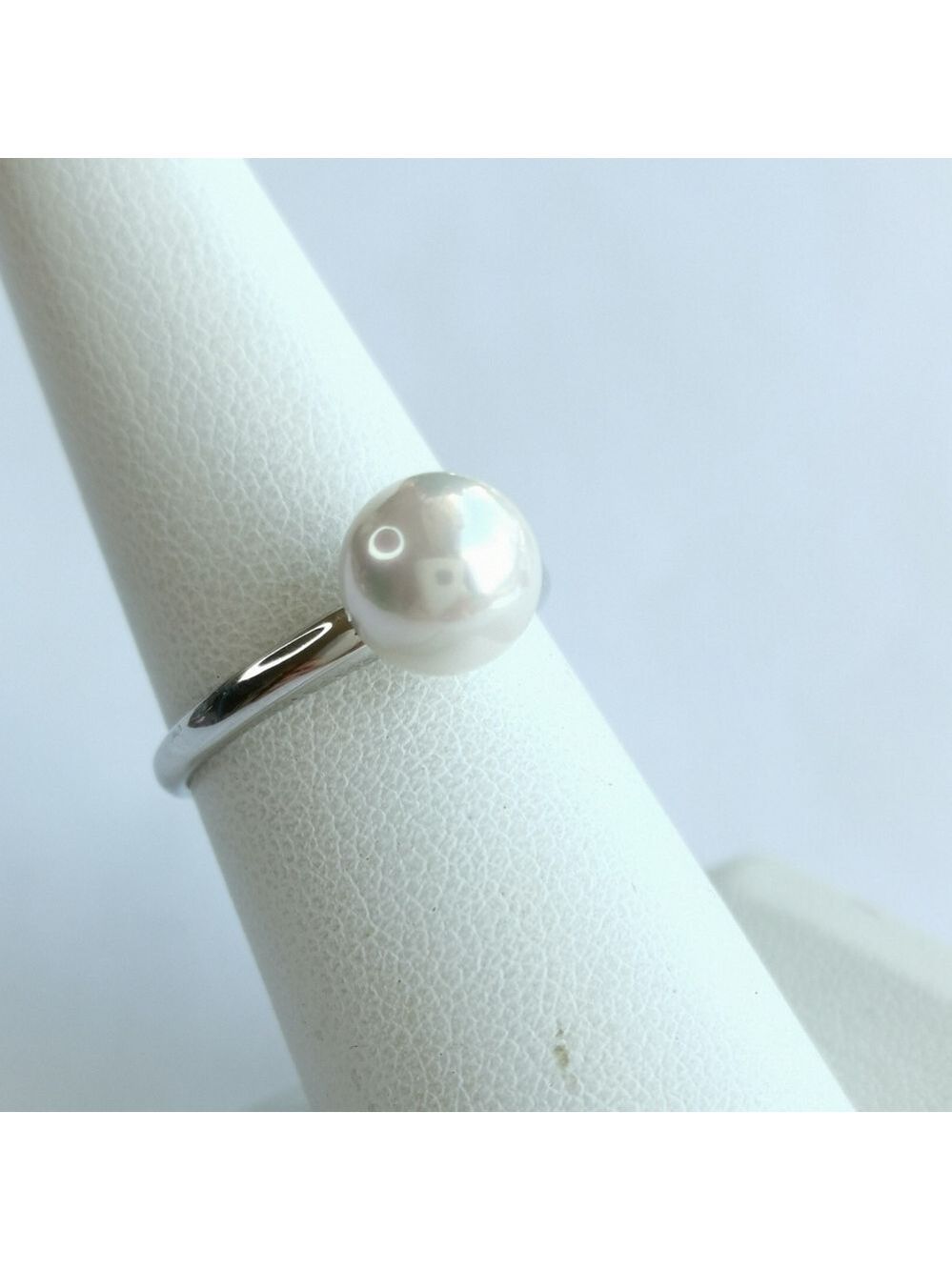 Swarovski Elements solitaire Pearl sterling silver cocktail ring size 7